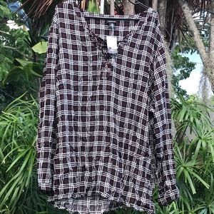 Torrid Tunic, Black and Red, Lace up